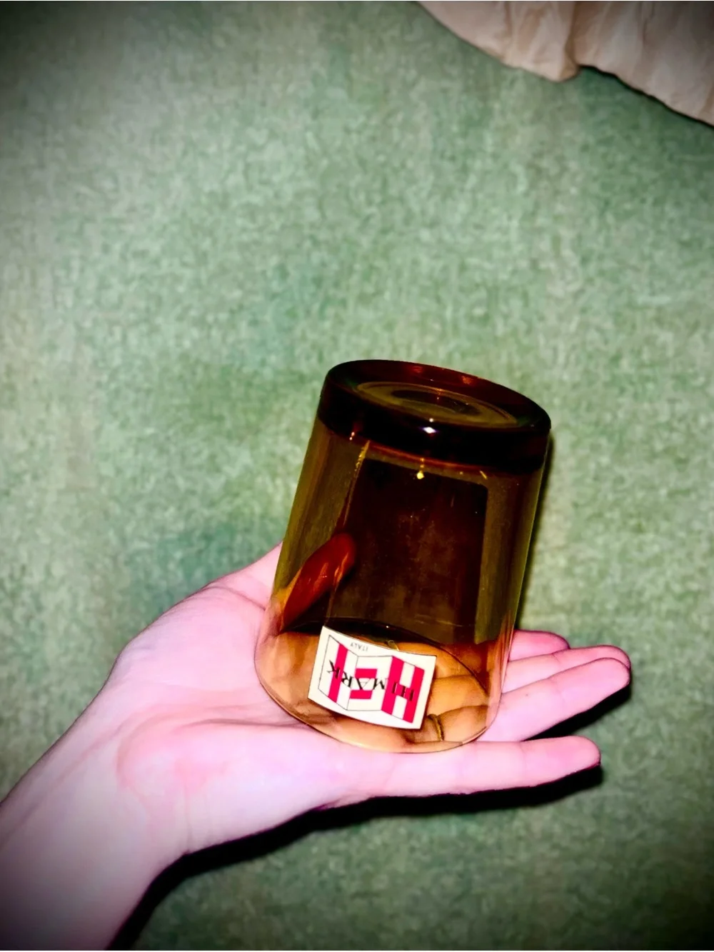 Vtg 1960s Set of (6) Himark MCM Lowball Amber Glass Tumblers